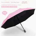 Automatic folding pink umbrella with UV sun protection black coating 96cm diameter - 8-Rib Black Coating Automatic / Light Pink