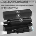 Sky blue automatic folding umbrella with reverse reflective edge and LED light - 10-Rib Auto Inverted LED Light Gift Box / Light Blue