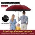 Classic red extra large manual windproof umbrella with 130cm diameter for 2-3 people - 10-Rib Manual Extra Large / Burgundy