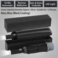 Large navy blue 105cm automatic reverse folding umbrella with built-in LED flashlight - 10-Rib Auto Inverted LED Light Gift Box / Smoky Blue