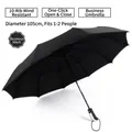 Business black automatic folding umbrella with 105cm diameter, windproof design - Solid Color Sun & Rain Style / 10 Ribs Extra Large / Black