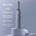 Professional misty blue automatic 10-rib folding umbrella with sun protection coating - Black Glue Rain] P Series] 10 Bone Increase-Smoke Blue / Fully automatic] folding series