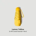 Compact five-fold capsule umbrella in vibrant lemon yellow finish for sun and rain protection - 6-Rib (No Box) / Yellow