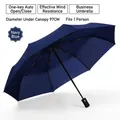 Automatic navy blue folding umbrella with 97cm diameter windproof canopy for one person - 8-Rib Automatic Umbrella / Navy Blue