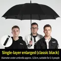 Large black long-handle golf umbrella suitable for 2-3 people with 123cm diameter - Extra Large Straight Handle-Black