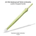 Light green 24-rib long-handle umbrella with waterproof sleeve and leather handle - Automatic Waterproof Cover 24 Ribs / Large (115cm) / Matcha Green