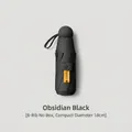 Obsidian black 5-fold capsule sun umbrella with UV protection and 18cm compact size - 8-Rib (No Box) / Black