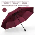 Automatic folding windproof umbrella in elegant wine red finish for sun and rain - Automatic 8-Rib Solid Wine Red