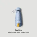 Compact sky blue UV protection sun umbrella with 6-rib foldable design, 18cm size - 6 Ribs (No Box) / Sky Blue