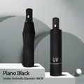 Piano black automatic folding umbrella with UV protection coating - Automatic 8-Rib Black UV Coating Black