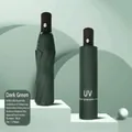 Automatic folding dark green sun and rain umbrella with UV protection and 8 ribs - Automatic 8-Rib Black UV Coating Dark Green