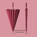 Professional dark red 16-rib automatic long-handle straight umbrella with 98cm diameter - Automatic 16 Ribs / Small (98cm) / Burgundy