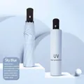 Automatic windproof folding sun and rain umbrella in sky blue with UV protection coating - 8-Rib Automatic Style (Vinyl Sun Protection) / Light Blue