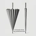 Premium grey 16-rib automatic long handle straight umbrella with 98cm diameter size - Automatic 16 Ribs / Small (98cm) / Gray