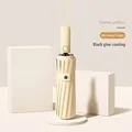 Ombrello pieghevole automatico giallo crema minimalista con 48 stecche e rivestimento nero - Serie Gancio Automatica (Taglia Grande) / 48 Stecche (16x3) / Giallo crema