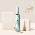 Ombrello automatico verde menta con telaio a 48 stecche antivento e rivestimento nero - Serie Gancio Automatica (Taglia Grande) / 48 Stecche (16x3) / Verde menta