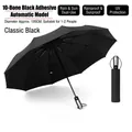 Large 10-rib automatic folding umbrella in classic black with UV protection and rainproof coating - Enlarged 10-Rib Automatic Style (Vinyl) / Black
