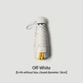 Compact off-white 6-rib mini sun and rain folding umbrella 18cm diameter - 6 Ribs (No Box) / Off White