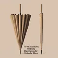 Elegant 16-rib automatic straight umbrella in tan with 98cm diameter canopy - Small (98cm) / Automatic 16 Ribs / Khaki