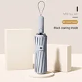 Ombrello pieghevole automatico color grigio tè al latte con 48 stecche e rivestimento UV. - Serie Gancio Automatica (Taglia Grande) / 48 Stecche (16x3) / Grigio Tè al Latte