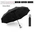 Automatic 10-rib folding umbrella with UV coating for rain and sun in classic black - Automatic 10-Rib Black Glue Large Black