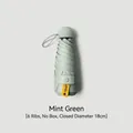 Compact mint green five-fold umbrella featuring UPF 50+ protection, 18cm folded size. - 6 Ribs (No Box) / Mint Green