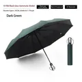 Automatic dark green folding umbrella with 10 ribs for sun and rain protection - 10-Rib Large Automatic Umbrella / Dark Green