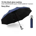 Automatic folding navy blue umbrella with 10-rib black coating and UV protection - Automatic 10-Rib Black Glue Large Navy Blue