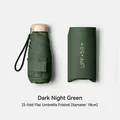 Portable dark green five-fold flat sun umbrella with UPF 50+ protection sleeve for travel - 6-Rib Flat 5-Fold (UPF 50+) / Macaron Series / Dark Green
