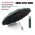 Large dark green automatic folding umbrella with UV protection for sun and rain use - Automatic 10-Rib Black Glue Large Dark Green
