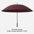 Elegant burgundy 24-rib long-handle manual umbrella with a wide 115cm canopy diameter - Large (115cm) / Manual 24 Ribs / Burgundy