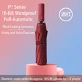 Wine red fully automatic folding umbrella with 10 ribs for sun and rain - Large 10-Rib Automatic / Burgundy