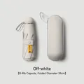 Off-white portable capsule sun umbrella with 8 ribs, 18cm compact size and UV protection - 8-Rib with Case / Off White