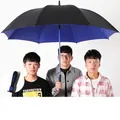 Large 51-inch black and blue double-layer umbrella for 2-3 people - Black Outer Blue Inner