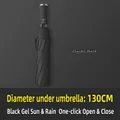 Large 130cm diameter automatic folding umbrella with black UV coating in classic black color - Extra Large 10-Rib Automatic Style (Vinyl) / Black