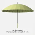 Sturdy manual long-handle umbrella with 24 ribs in pale green, 115cm canopy diameter - Large (115cm) / Manual 24 Ribs / Matcha Green
