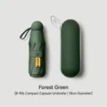 Forest green UPF50+ capsule sun umbrella with 8-rib structure and matching case - 8-Rib with Case / Dark Green