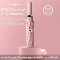 Light pink 10-rib windproof automatic folding umbrella with 105cm diameter coverage - Large 10-Rib Automatic / Light Pink