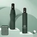 Premium dark green automatic folding umbrella with sun protection UV coating for rain - UV Series - 8-Rib Automatic / French Automatic Series / Dark Green