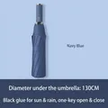 Large automatic folding umbrella in navy blue with UV protection and 130cm diameter. - Extra Large 10-Rib Automatic Style (Vinyl) / Navy Blue