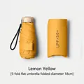 Ultra compact lemon yellow five-fold flat sun umbrella with UPF 50+ protective case - 6-Rib Flat 5-Fold (UPF 50+) / Macaron Series / Lemon Yellow