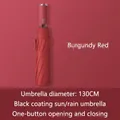 Automatic large 130cm wine red folding umbrella with black UV coating protection - Extra Large 10-Rib Automatic Style (Vinyl) / Burgundy