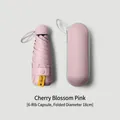 Compact 6-rib cherry blossom pink capsule umbrella with UPF50+ protection, 18cm closed diameter - 6-Rib (With Case) / Light Pink