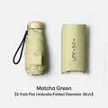 Compact matcha green 5-fold flat sun umbrella with UPF 50+ protection, 18cm diameter - 6-Rib Flat 5-Fold (UPF 50+) / Macaron Series / Matcha Green