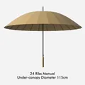 24-rib manual long-handle straight umbrella in khaki finish, 115cm diameter - Manual 24 Ribs / Large (115cm) / Khaki