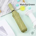 Automatic folding umbrella for sun and rain in stylish matcha green color. - Automatic 10-Rib Black Glue Matcha Green