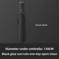 Large automatic folding umbrella classic black color with 130cm diameter sun rain - Extra Large 10-Rib Automatic Black Glue Sun & Rain Umbrella / Black