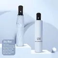 Sky blue automatic folding sun and rain umbrella with 8 reinforced ribs and UV protection - UV Series - 8-Rib Automatic / French Automatic Series / Light Blue