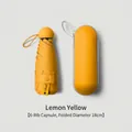 Bright lemon yellow portable five-fold sun umbrella with a protective capsule storage case - 6-Rib (With Case) / Lemon Yellow