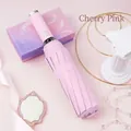 Elegant automatic folding umbrella in cherry blossom pink with matching gift packaging box - Automatic 10-Rib Black Glue Cherry Blossom Pink